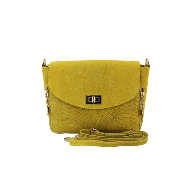 Дамска чанта от естествена кожа цвят жълт код:200121