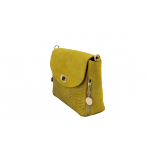 Дамска чанта от естествена кожа цвят жълт код:200121