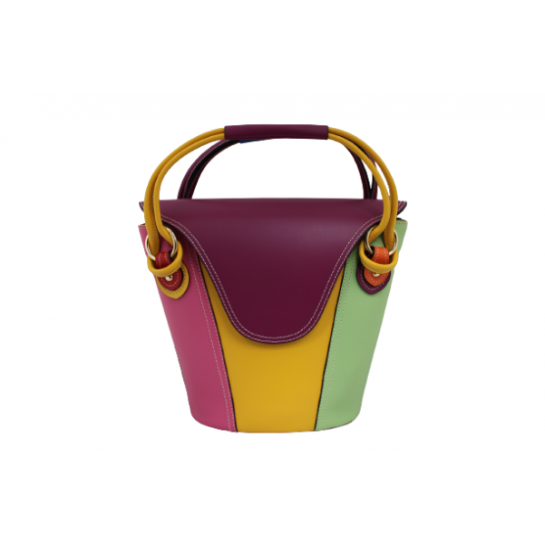 Уникална многоцветна дамска чанта от естествена кожа код:200130-8
