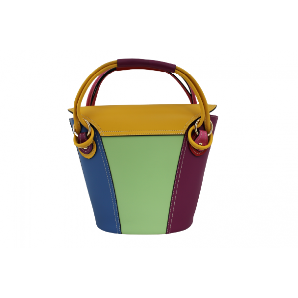 Уникална многоцветна дамска чанта от естествена кожа код:200130-9