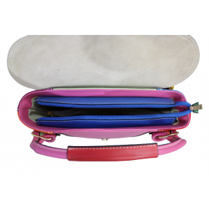 Уникална многоцветна дамска чанта от естествена кожа код:200130-9