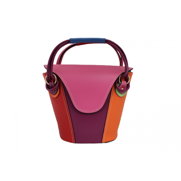 Уникална многоцветна дамска чанта от естествена кожа код:200130-10