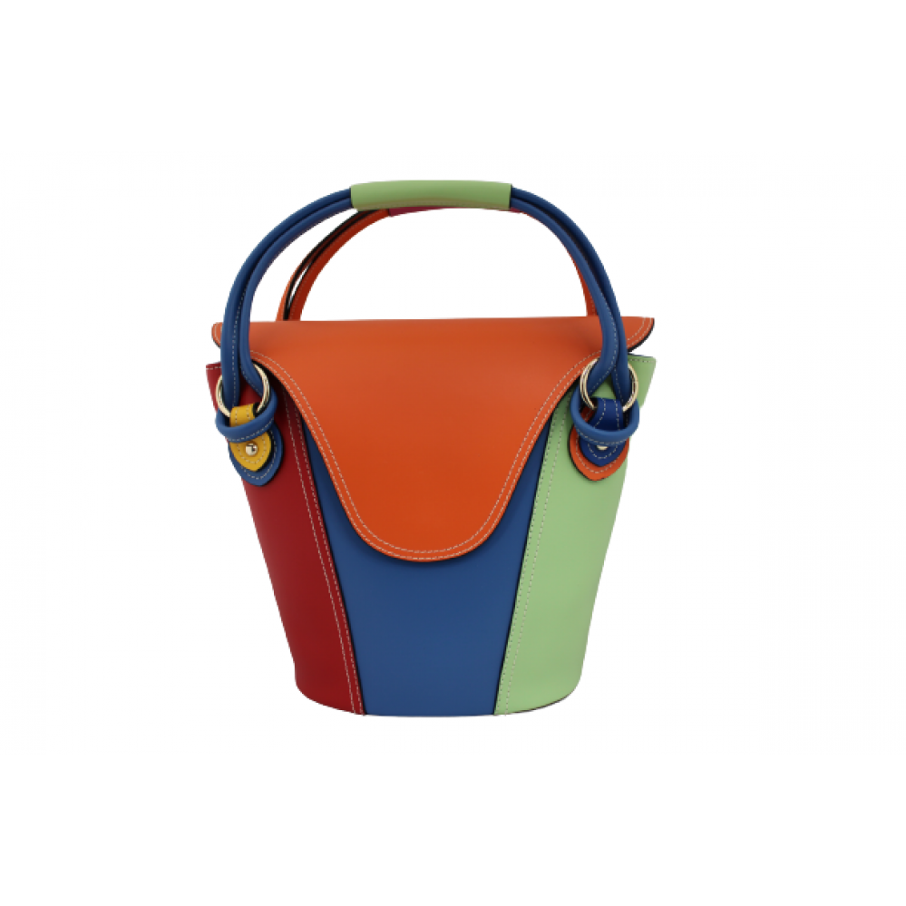 Уникална многоцветна дамска чанта от естествена кожа код:200130-11