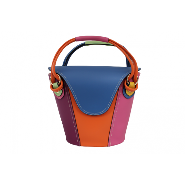 Уникална многоцветна дамска чанта от естествена кожа код:200130-12