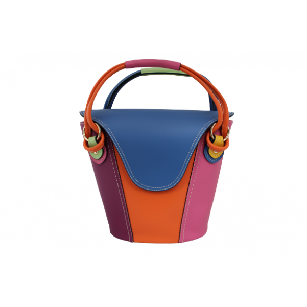 Уникална многоцветна дамска чанта от естествена кожа код:200130-12