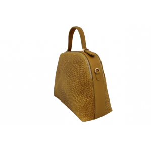 Дамска чанта  естествена кожа цвят горчица код:200128-12