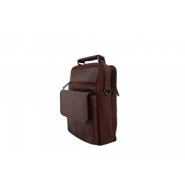 Мъжка чанта от естествена кожа цвят кафяв код:100603