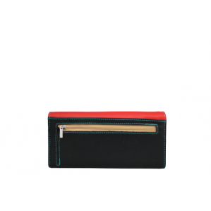 Дамски портфейл естествена кожа цвят червен/черен код:90047