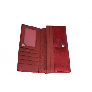 Дамски портфейл естествена кожа  и лак цвят червен  код:90048