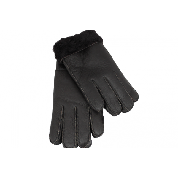Мъжки ръкавици от естествена Агнешка кожа цвят тъмно кафяв