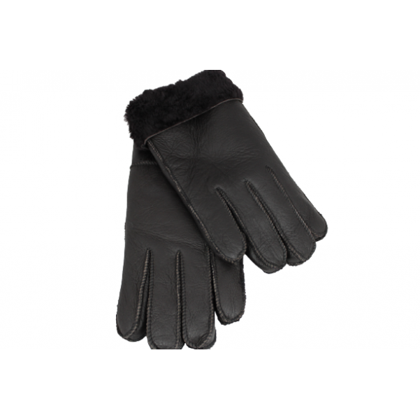 Мъжки ръкавици от естествена Агнешка кожа цвят тъмно кафяв