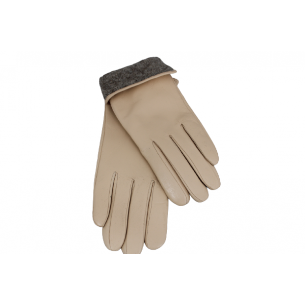 Дамски Ръкавици от Естествена Кожа цвят бежов код:90052