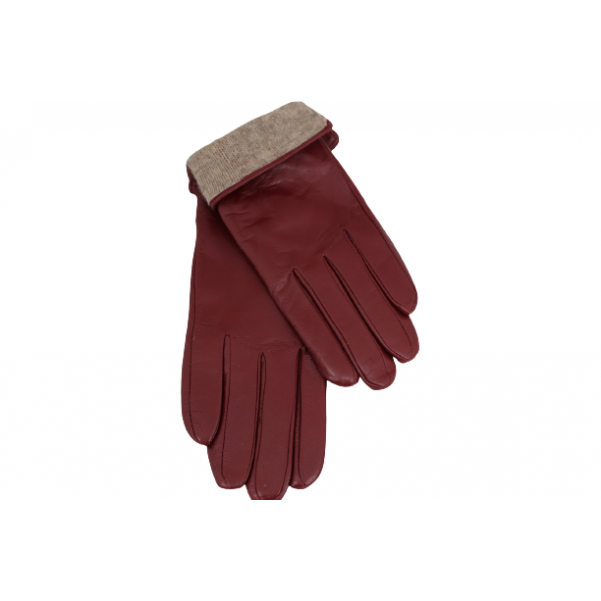 Дамска ръкавици от естествена кожа цвят бордо код:90052