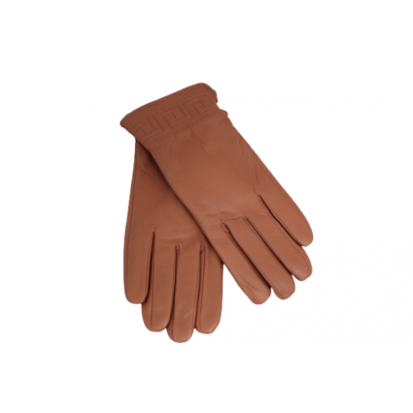 Дамска ръкавици от естествена кожа цвят кафяво-оранжев код:90054