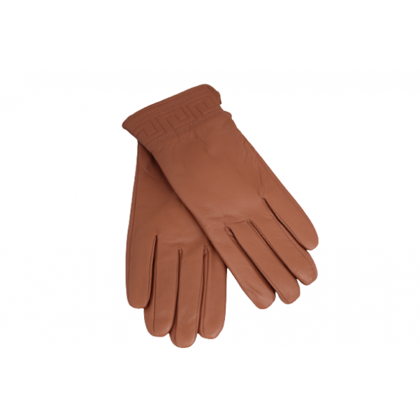 Дамска ръкавици от естествена кожа цвят кафяво-оранжев код:90054