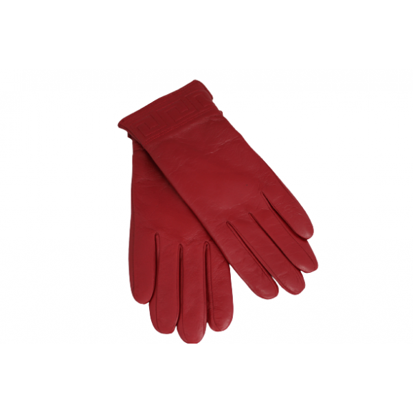 Дамска ръкавици от естествена кожа цвят рубинено червено код:90054