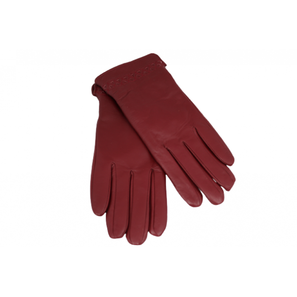 Дамска ръкавици от естествена кожа цвят бордо код:90055