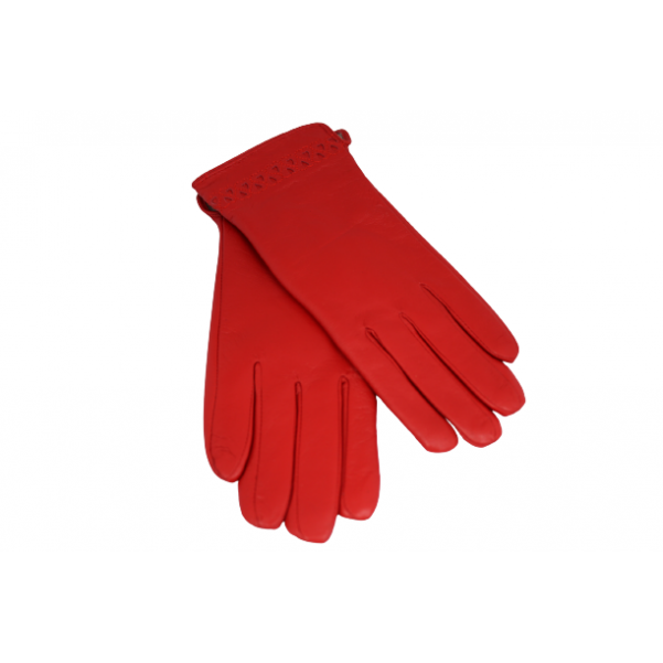 Дамска ръкавици от естествена кожа цвят червен код:90055