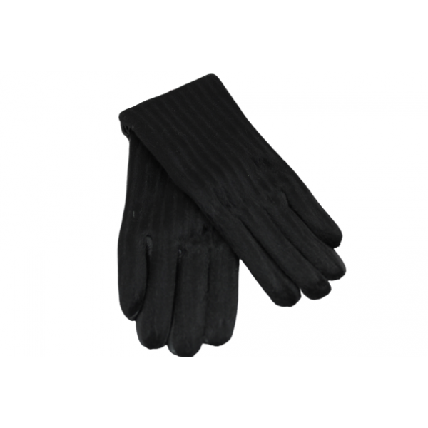 Дамски ръкавици от естествена кожа с естествен косъм цвят черен 