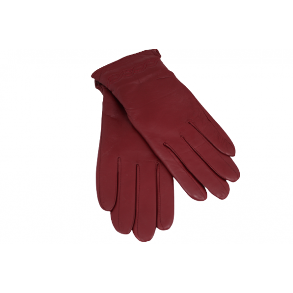 Дамска ръкавици от естествена кожа цвят бордо код:90056
