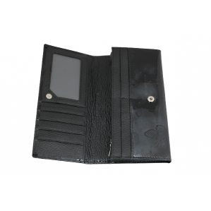 Дамски портфейл от естествена кожа и лак цвят черен код: 90027