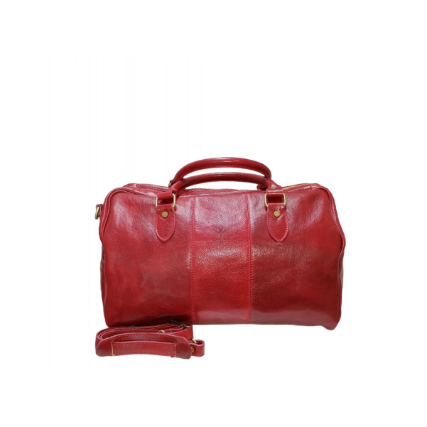 Пътна чанта от Естествена Кожа цвят бордо код:100613