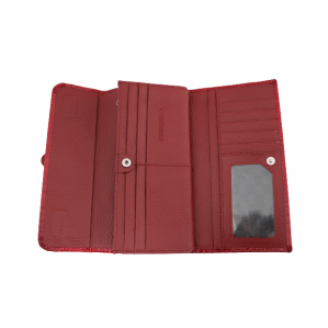 Дамски портфейл естествена кожа и лак цвят червен код:90029