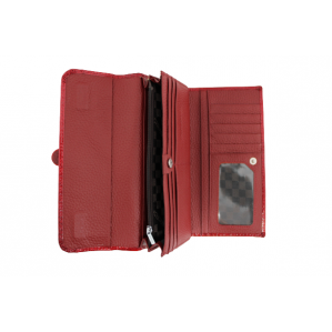 Дамски портфейл естествена кожа и лак цвят червен код:90029