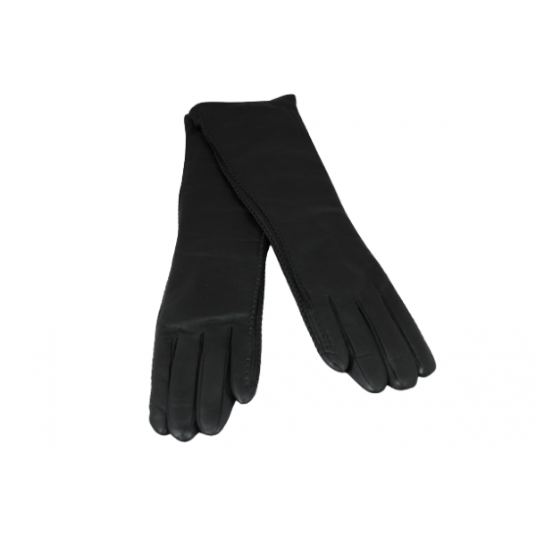 Дамски ръкавици от естествена кожа дълги цвят черен 