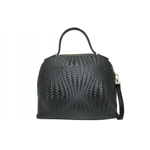Дамска чанта от естествена кожа цвят черен