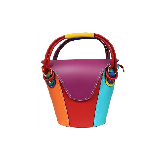 Уникална многоцветна дамска чанта от естествена кожа.