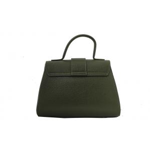 Дамска чанта от естествена кожа цвят маслено зелен