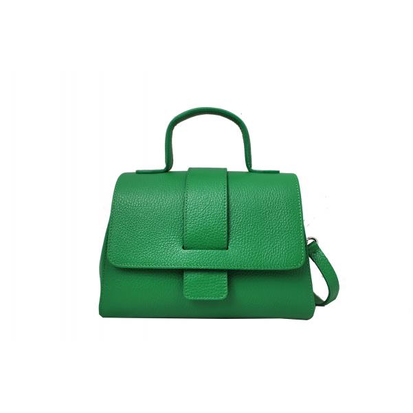 Дамска чанта от естествена кожа цвят тревисто зелено