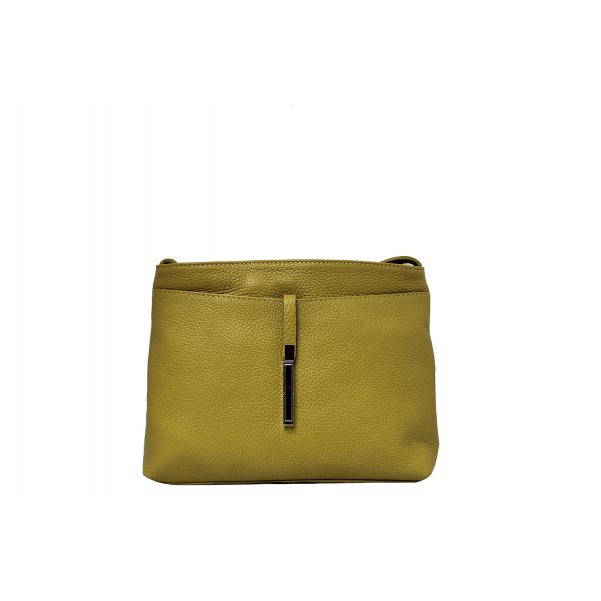 Дамска Чанта от Естествена кожа цвят жълто зелен