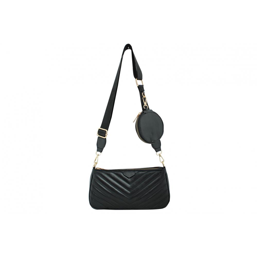 Дамска Чанта от Еко Кожа цвят черен плюс подвижно портмоне