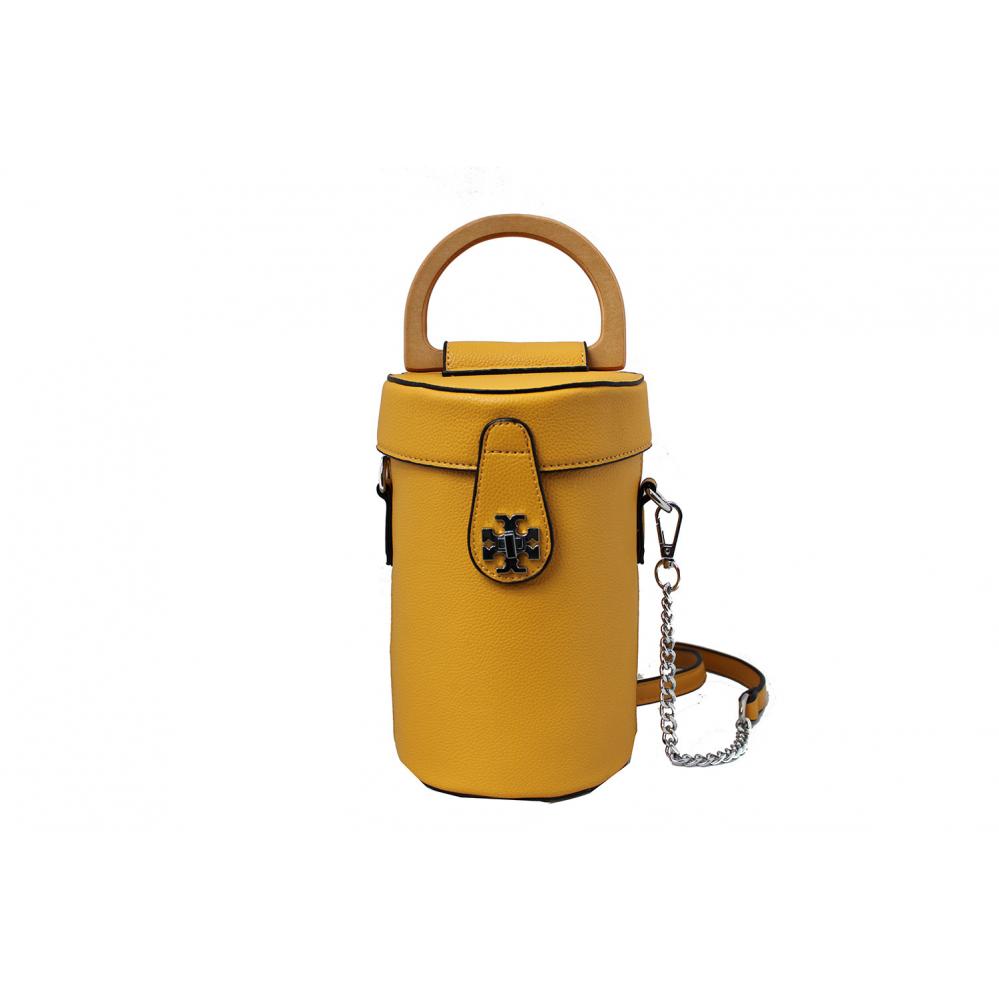 Екстравагантна малка Дамска Чанта от Еко Кожа цвят сигнално жълто