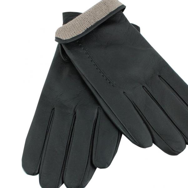 Мъжки ръкавици от естествена Агнешка кожа цвят черен
